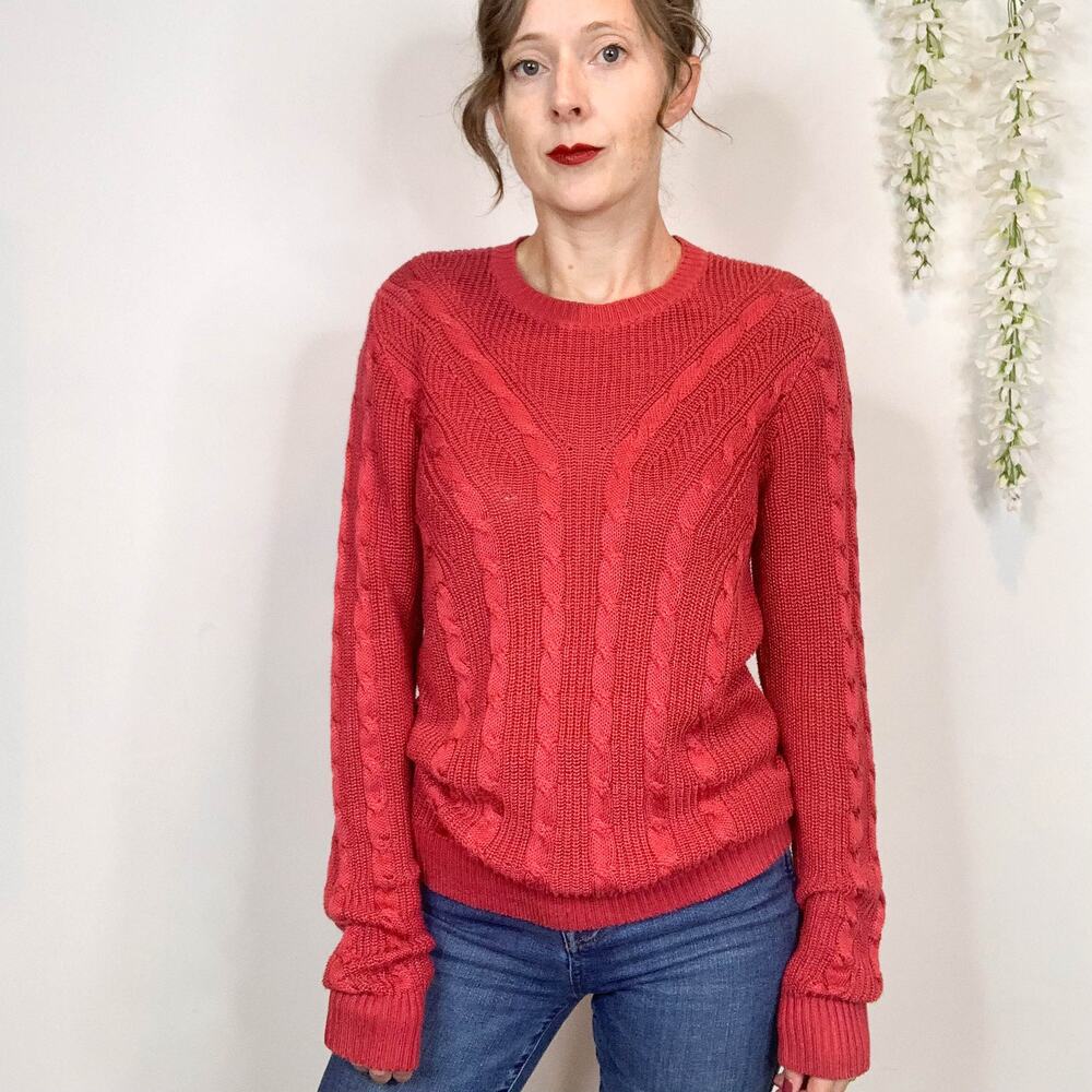 LAUREN RALPH LAUREN black label chunky cable knit sweater pink academia 2554